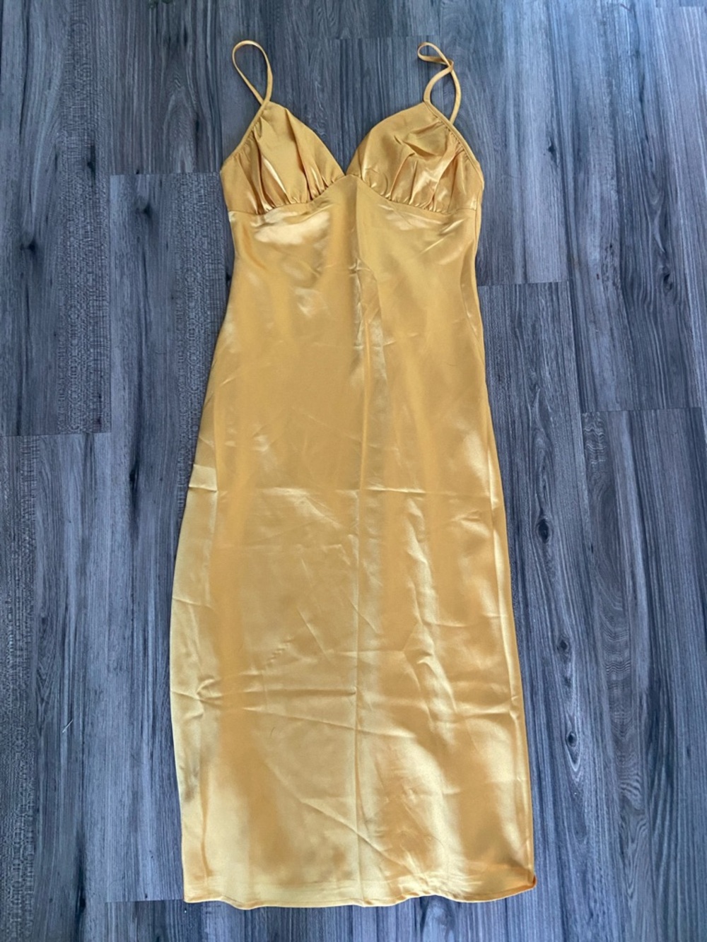 NWT Abercrombie Satin Slip Dress in Mustard Yellow